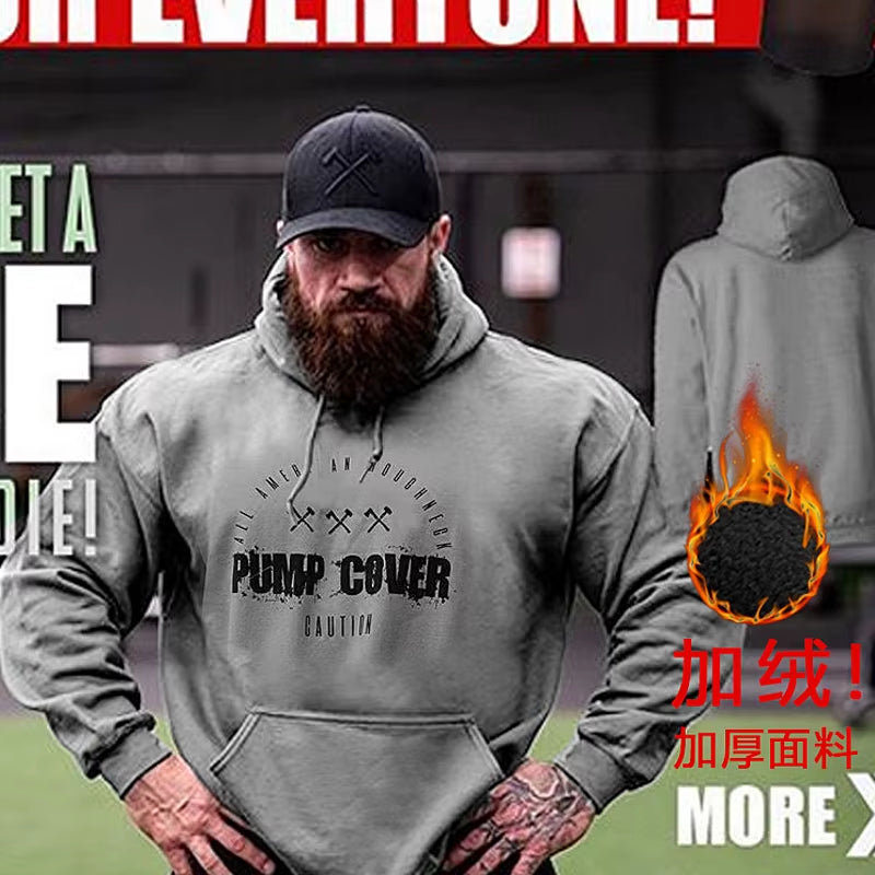 Men'S Winter Wool Loose Coat Gym Singlets Sweatshirts Mens Fleece Hoodies Stringer Bodybuilding Fitness Casual Pullovers