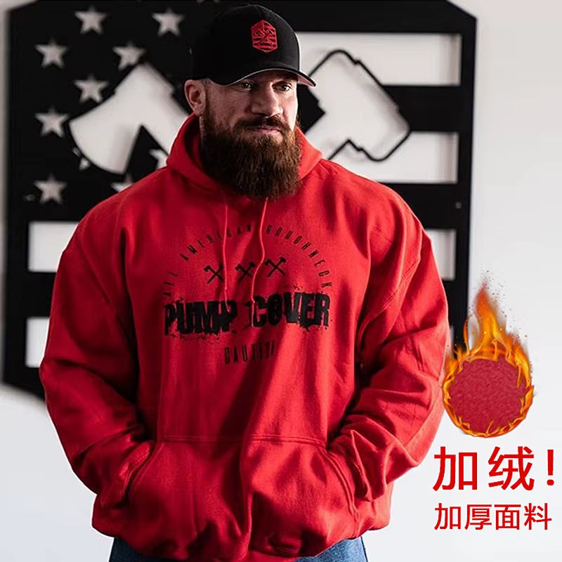 Men'S Winter Wool Loose Coat Gym Singlets Sweatshirts Mens Fleece Hoodies Stringer Bodybuilding Fitness Casual Pullovers
